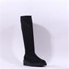 Miss Elastic Platform Wedge Long Boot - Black Stretch